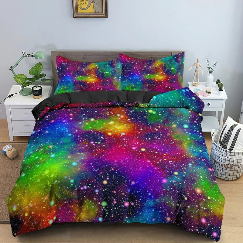 housse de couette galaxy space univers psychédélique taille queen