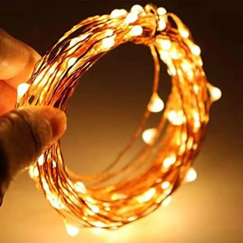 guirlande lumineuse led avec fil de cuivre pour décoration festive et chaleureuse - vue 3 sur 14
