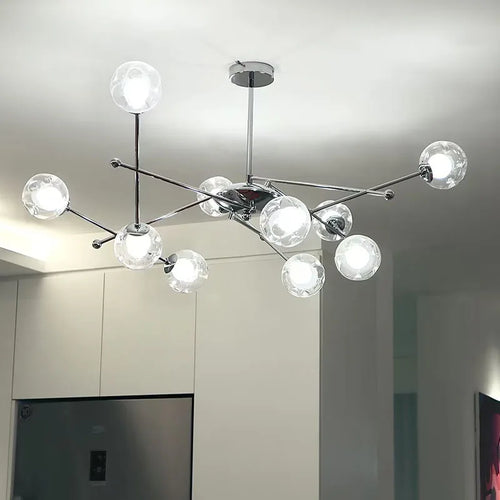 lustre en verre clair style bauhaus pour hôtel