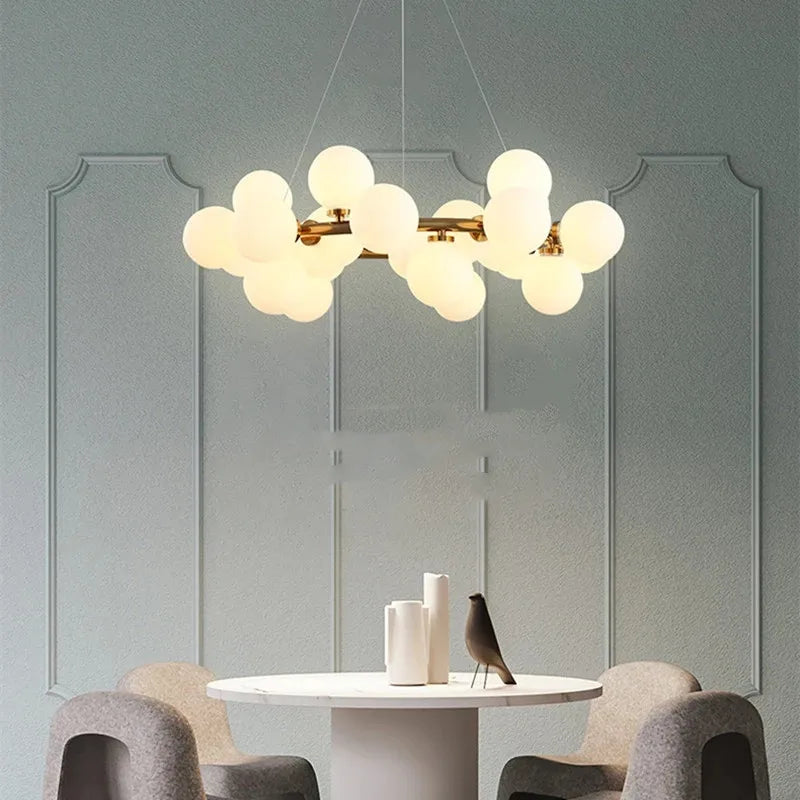 suspension lumineuse 25 têtes design romantique en verre