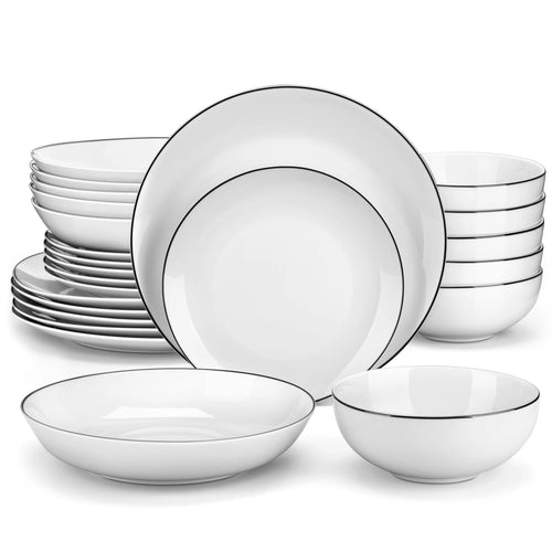 Service de table 24 pieces ceramique bordure elegante