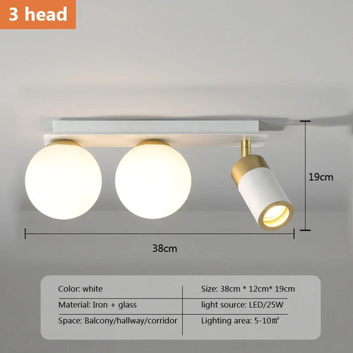 Modern minimalist nordic design glass LED ceiling light