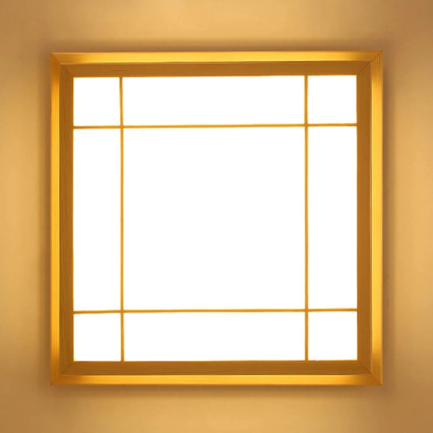 plafonnier led encastré en bois style japonais avec télécommande - vue 5 sur 6