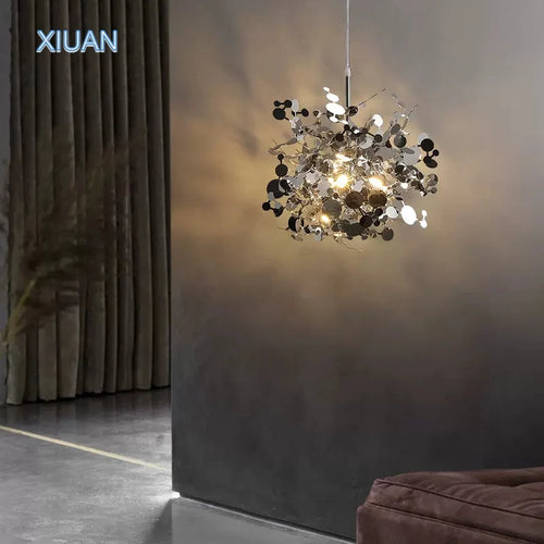 Nordic Luxury Stainless Steel Pendant Lamp Silver Chrome Dining Table Hanging Light Living Room Bar Clothes Shop Decor Lustre - vue 5 sur 18