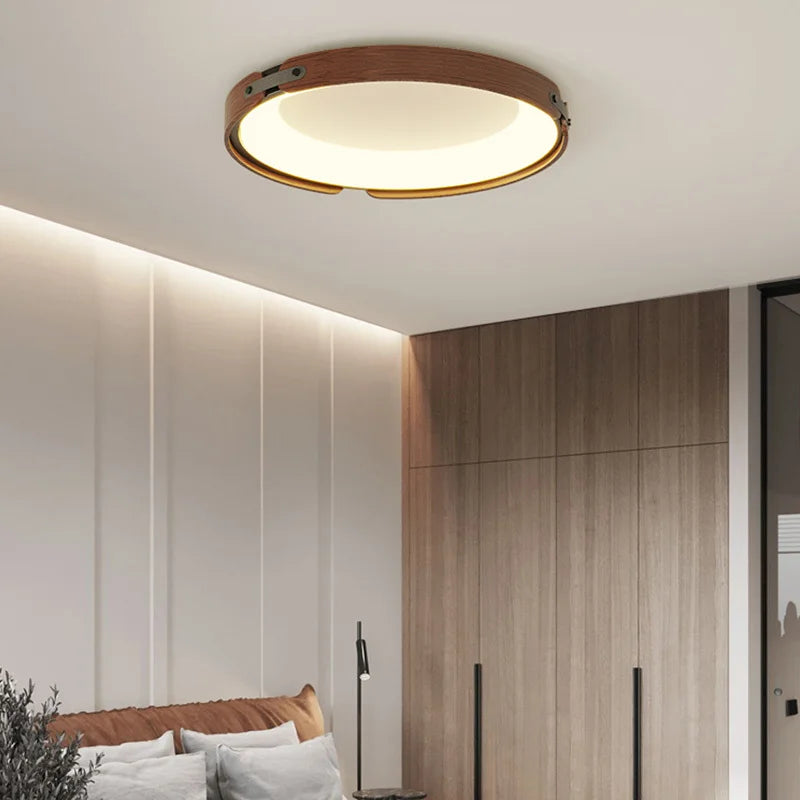 Ultra-slim wooden LED lamp in minimalist Nordic style - vue 5 sur 14