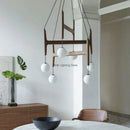 Italian Porada ASTRA wooden pendant light retro multi-head minimalist restaurant living room LED chandelier indoor lamp