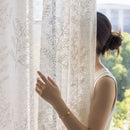 Voilage tulle brodé motifs feuilles pour salon chambre