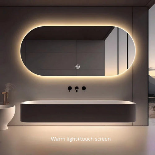 miroir intelligent elliptique lumineux anti-buée trois couleurs mural - vue 16 sur 18