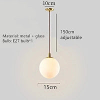 lampe suspendue boule de verre clair avec cordon réglable et emballage sûr