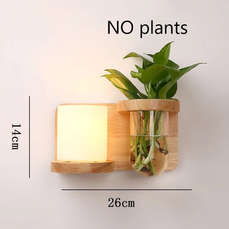 applique murale led en bois avec pot de plante nordique - vue 13 sur 23