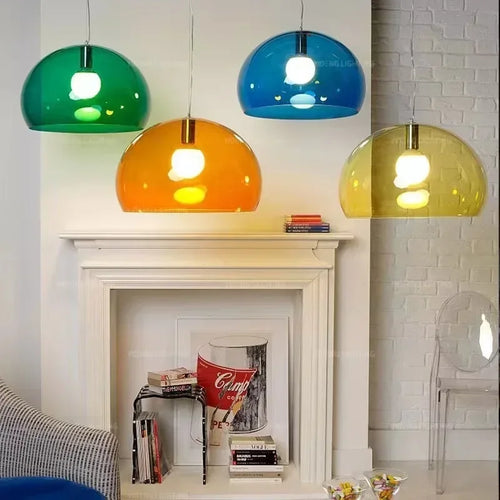 Italian Designer Dome Pendant Lamp Colorful Acrylic Chandelier Ceiling Suspenion Hanging Light with E27 Bulb - vue 4 sur 19