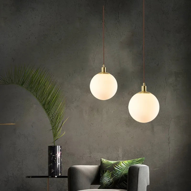 Suspension en verre nordique 8-50 cm boule ronde lampes suspendues pour la maison pour Bar chambre salon café décoration Luminaires Lustre - vue 4 sur 15