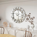 Wisfor Large Modern Wall Clock 32 Inch Round Beveled Glass Edge Wall Mirror with Clock for Modern Living Room,Home Interiors