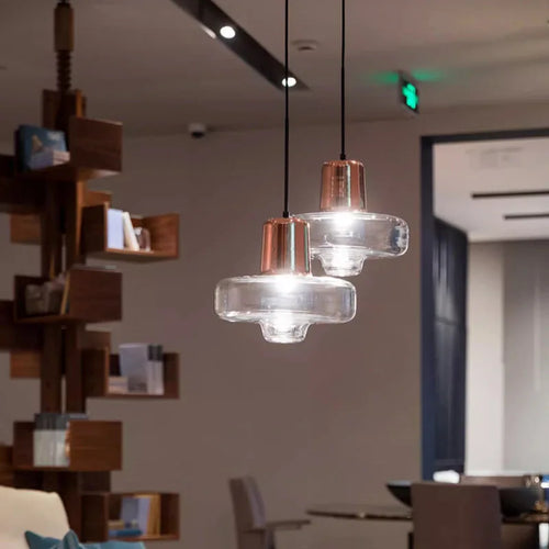 Minimalist nordic glass LED pendant light - vue 2 sur 15