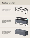 SONGMICS Stool with Storage Space, Bench with Legs, 40 x 110 x 40 cm Footstool, Storage Box, Maximum Load 300 kg