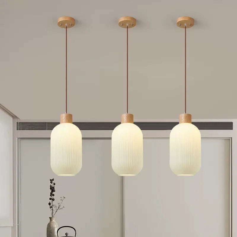 lustre moderne loft led avec abat-jour en verre - vue 5 sur 8