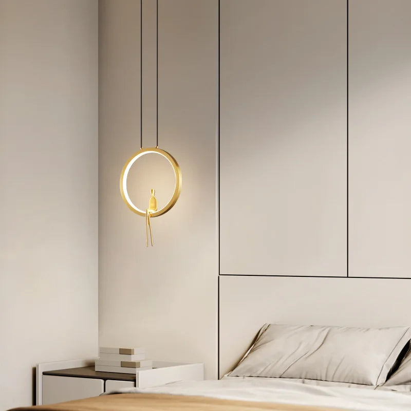 lustre à anneau led pour décoration moderne intérieure et extérieure - vue 3 sur 7