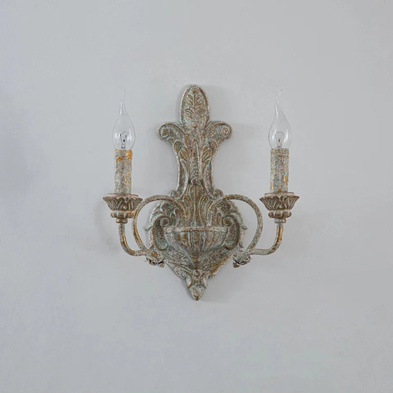 applique murale double tête en fer antique rétro américain - vue 5 sur 6
