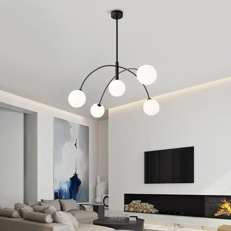 lustre moderne en verre design lampe à led de luxe pour décoration intérieure - vue 4 sur 14