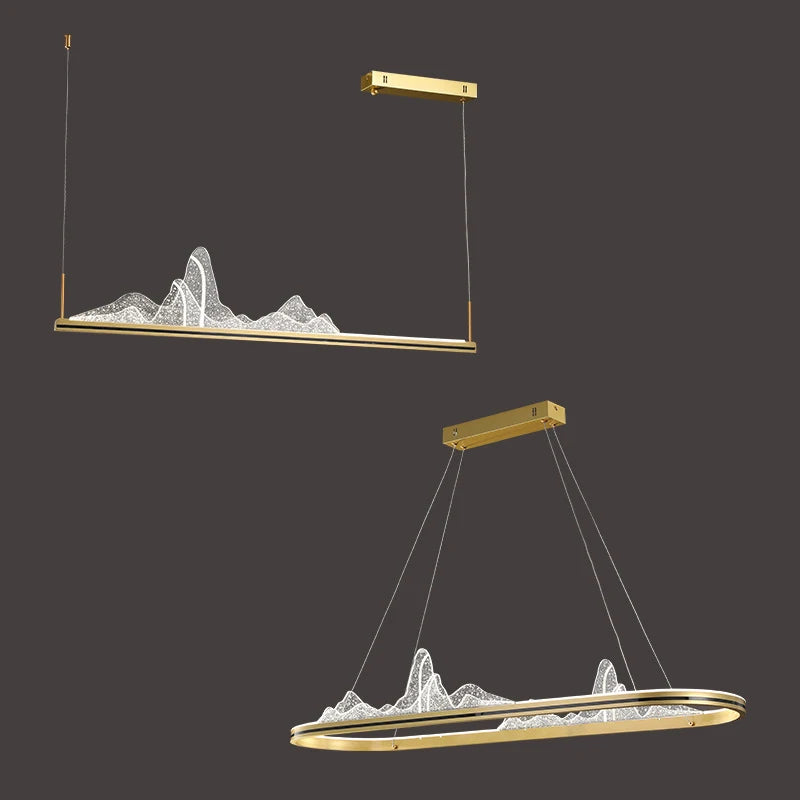 SANDYHA snow mountain Chinese style designer LED landscape pendant light - vue 10 sur 14