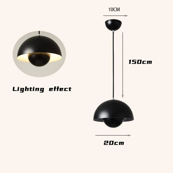 Iron pot LED pendant light multicolour semicircular chandelier for restaurant and kitchen décor