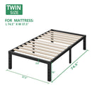Bed Frame 16 Inch, Heavy Duty Bed Frame with Wooden Slats, 16 Inch Mattress Foundation/No Box Spring Needed