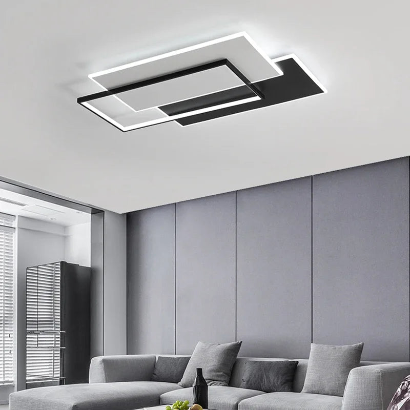 lustre moderne dimmable design intérieur lumineux rectangle décoratif - vue 4 sur 11