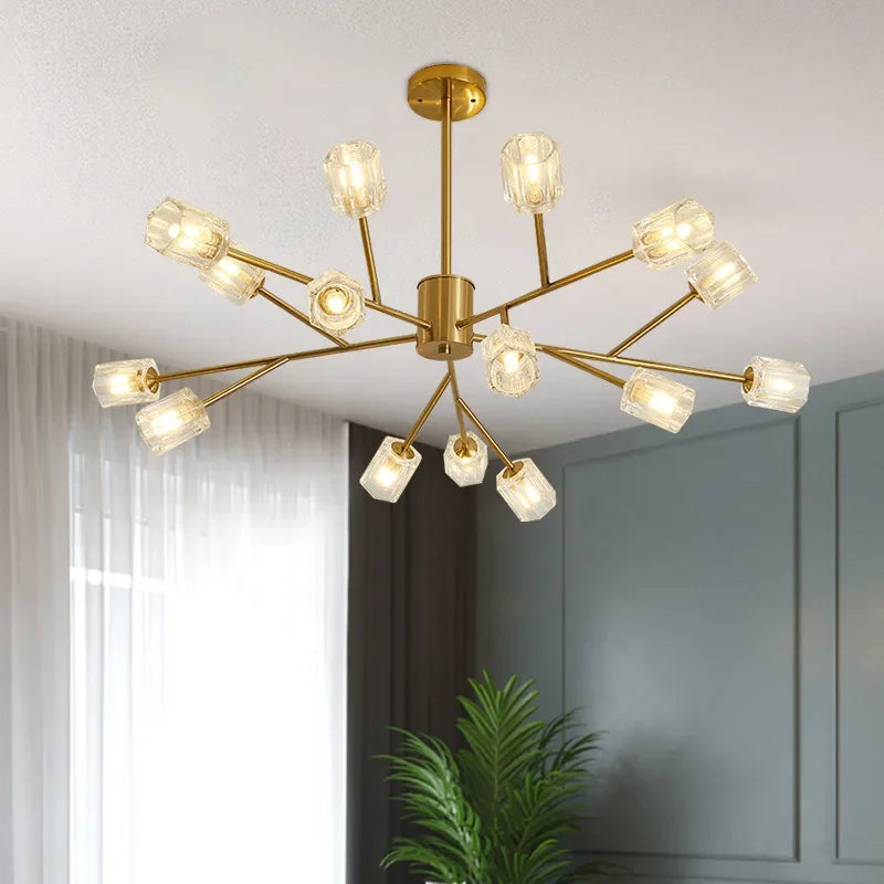 lustre led en cristal design nordique suspendu moderne
