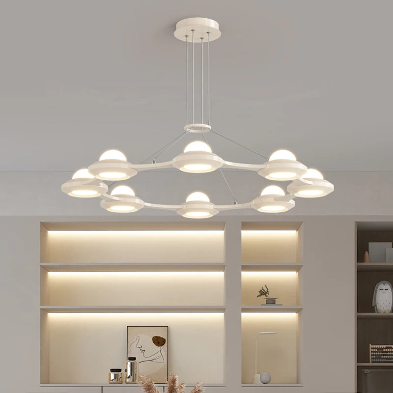 lustre moderne minimaliste trois têtes style crème italienne - vue 6 sur 12