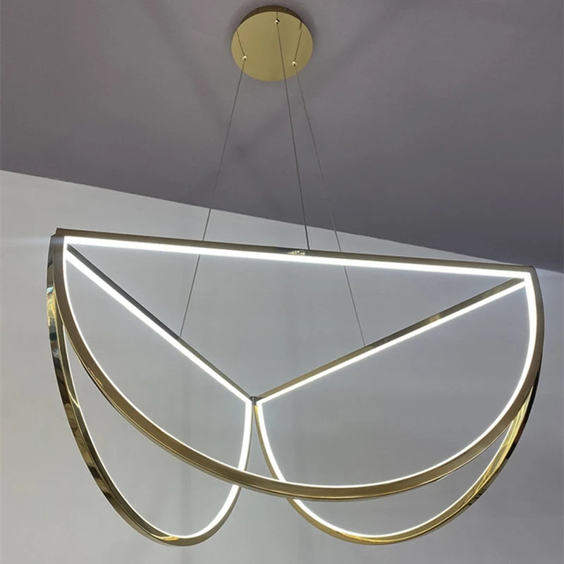 Lustre nordique LED en acier inoxydable - vue 5 sur 8
