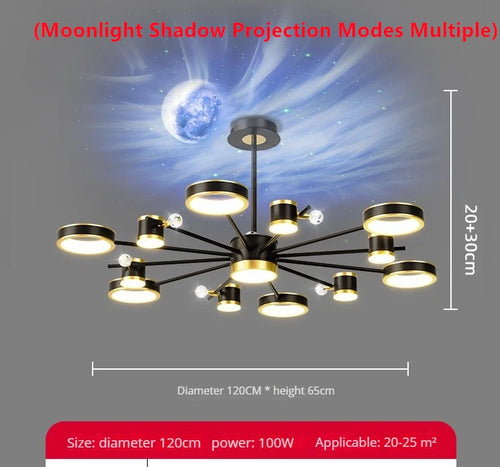 lustre led d'aurores boréales en cristal luxueux suspendu au plafond - vue 9 sur 16