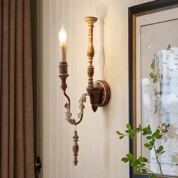 Retro loft vintage wood wall light - vue 8 sur 8