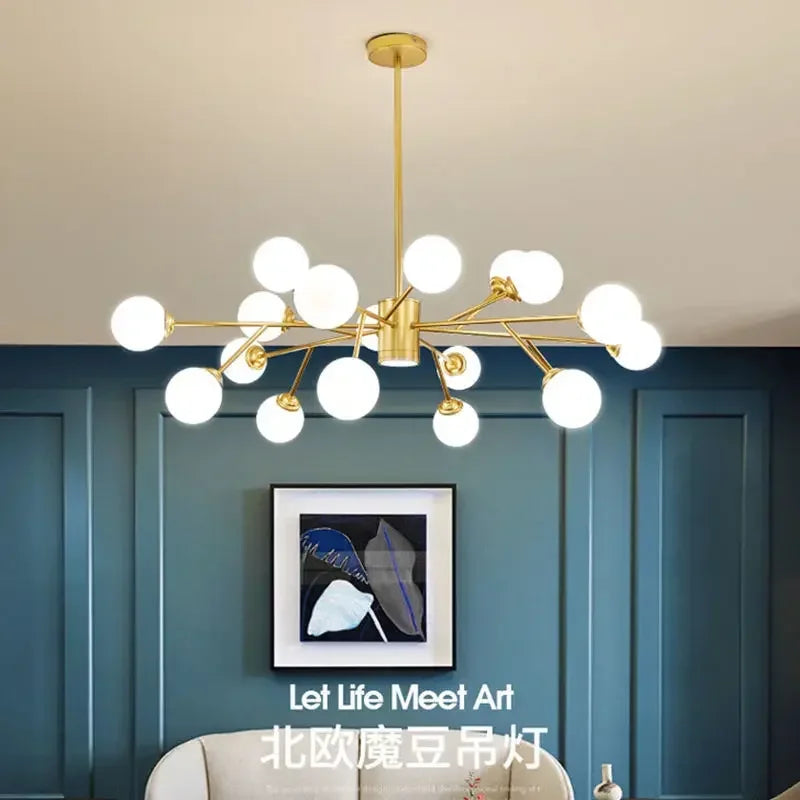 lustre nordique à led avec boule de verre pour luminaires suspendus - vue 3 sur 14