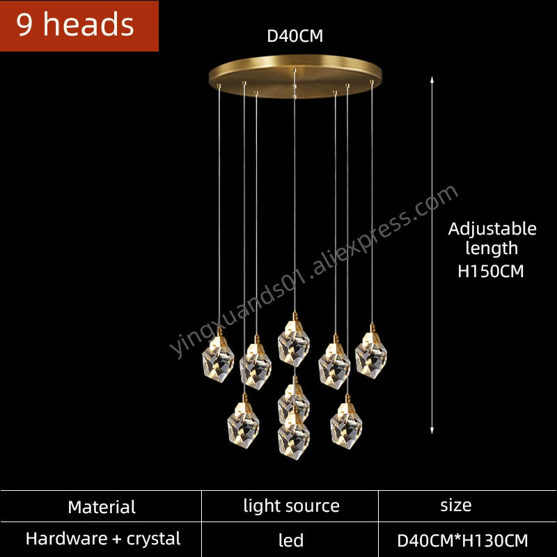 lustre en cristal suspendu pour un éclairage élégant et moderne - vue 10 sur 14