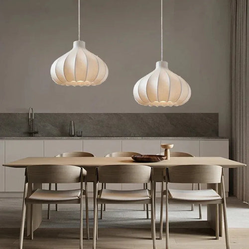 Minimalist nordic silk LED chandelier wabi sabi decorative indoor light - vue 2 sur 10
