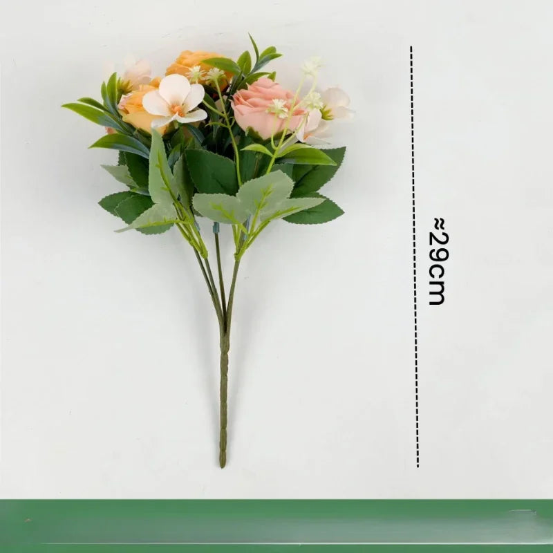 bouquet de roses artificielles en soie pour décoration intérieure - vue 7 sur 12
