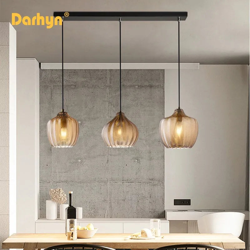 Lampe led suspendue verre design moderne - vue 5 sur 14