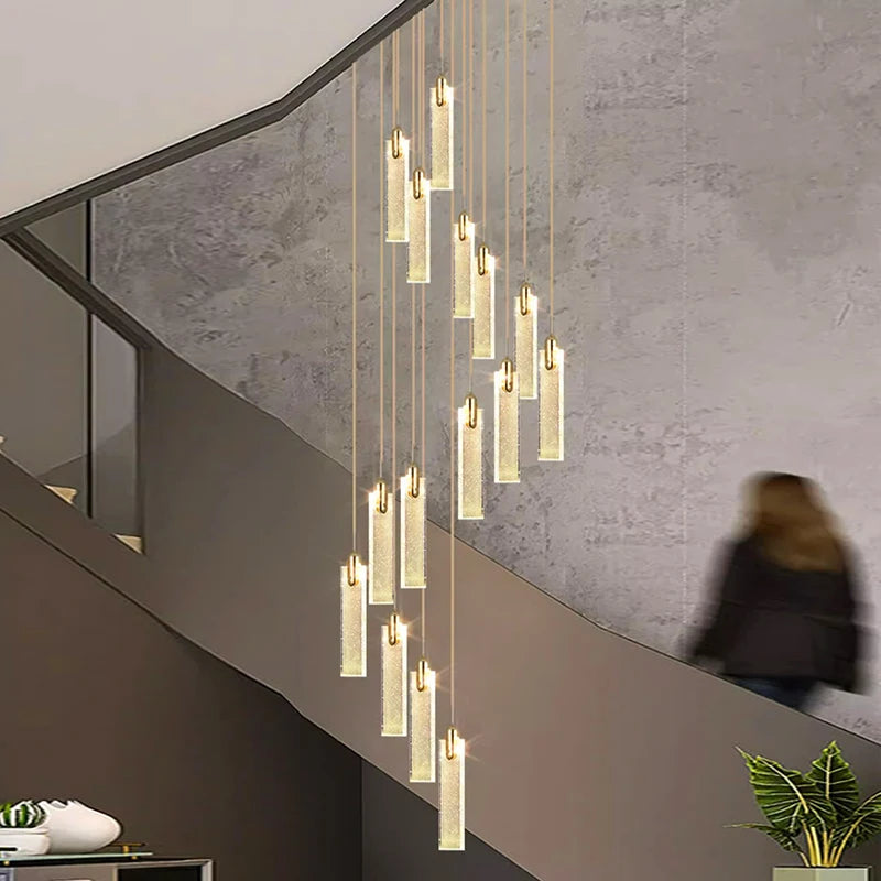 Lustre design Nordique à suspensions dorées tombantes - vue 5 sur 9