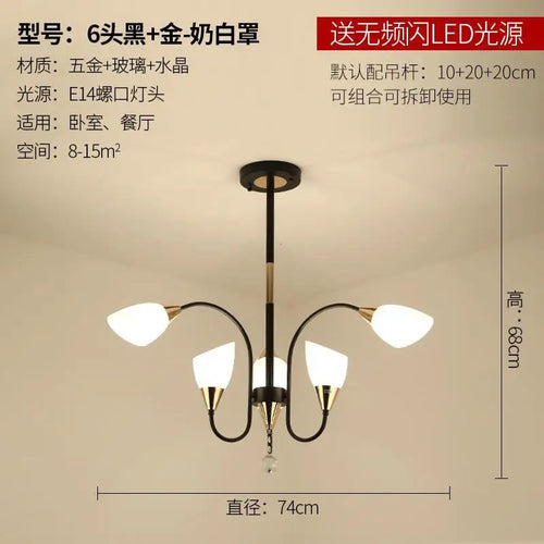lustre en cristal nordique luxe moderne rétro éclairage décoratif - vue 13 sur 14