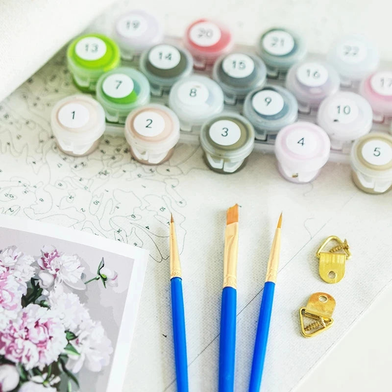 peinture moderne par numéros fleurs pour adultes décoratif