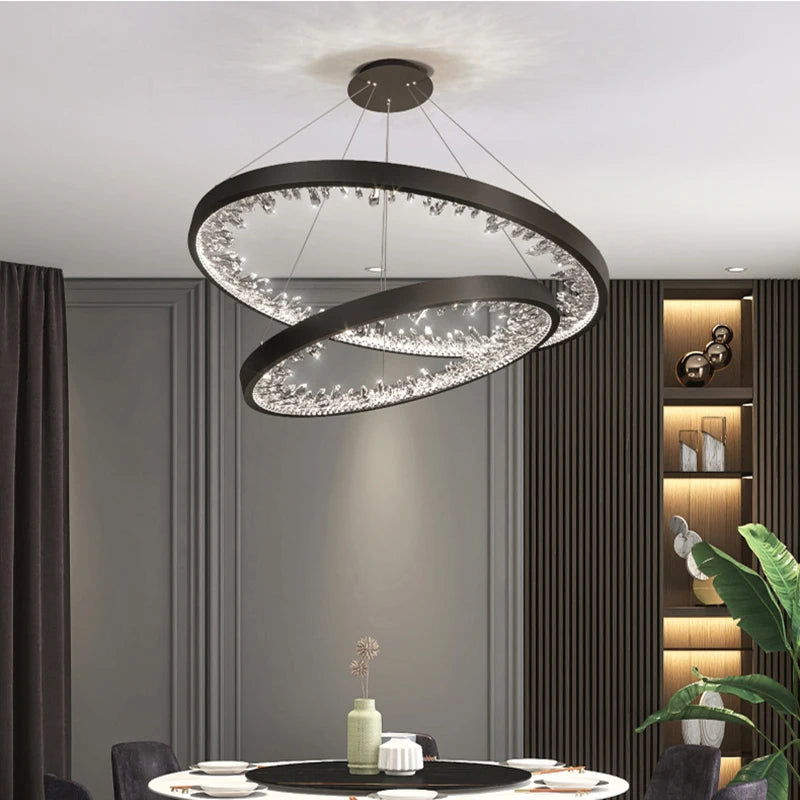 lustre moderne en cristal avec éclairage led pour villa - vue 5 sur 26