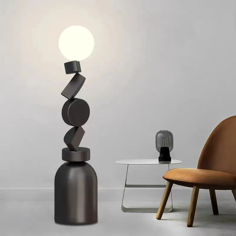 lampadaire design rond en verre pour décoration moderne - vue 5 sur 9