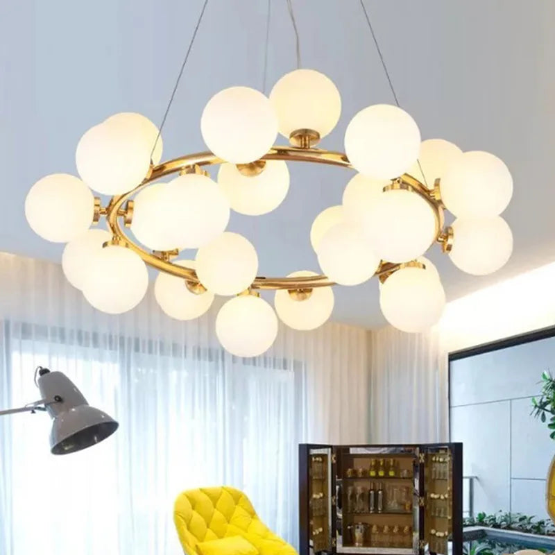 Creative nordic frosted glass pendant light, minimalist design - vue 4 sur 9