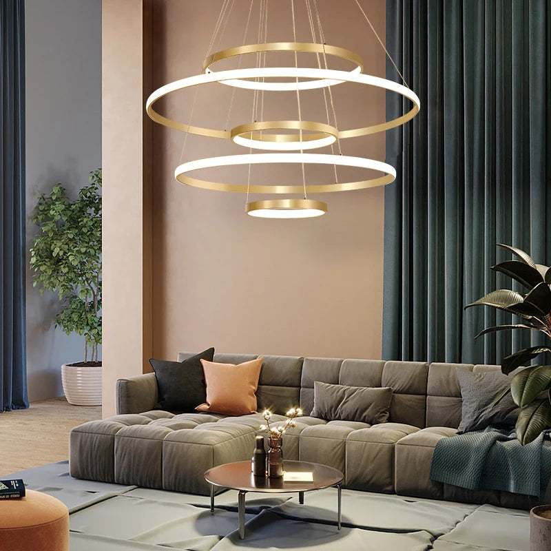 lustre moderne style nordique avec télécommande et anneau lumineux - vue 4 sur 30
