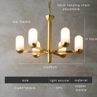 Lustre design LED marbre espagnol cuivre décoratif maison