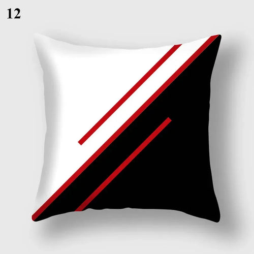 housse de coussin géométrique noire et rouge pour canapé