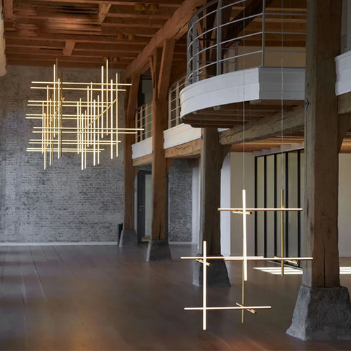Plafonnier LED linéaire moderne italie lampe suspendue suspendue pour la décoration de l'hôtel lustre de salle à manger - vue 4 sur 15