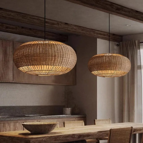 suspension en rotin tissé style wabi sabi pour décoration intérieure - vue 2 sur 10