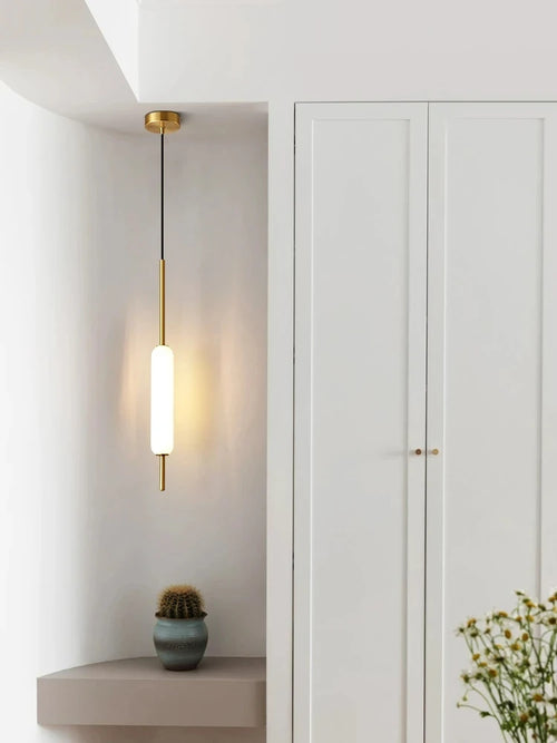 Minimalist nordic double head metal and glass pendant light - vue 3 sur 10