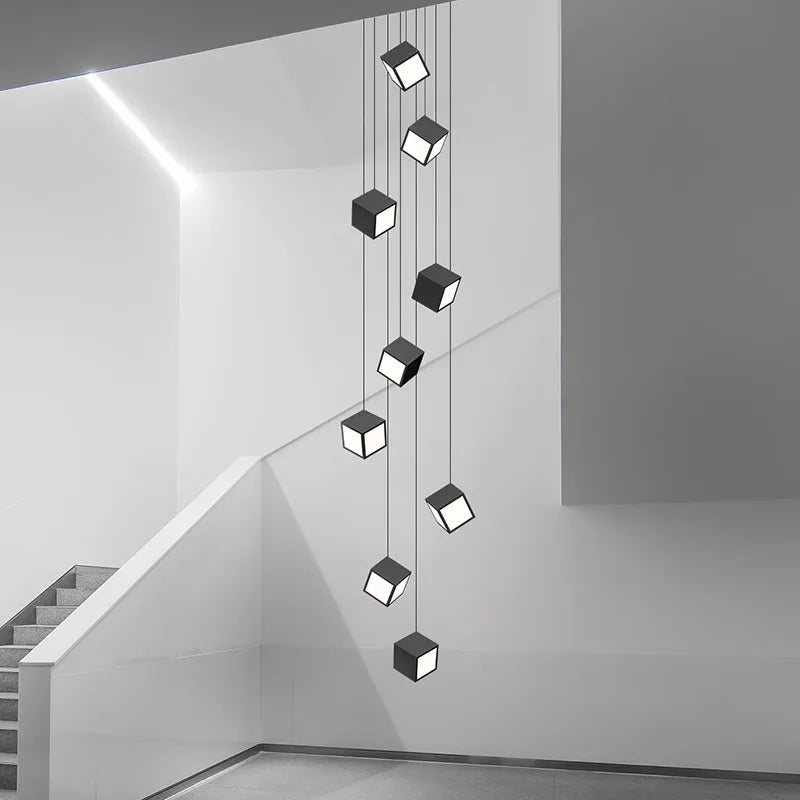 lustre minimaliste moderne pour escalier duplex rotatif - vue 2 sur 16